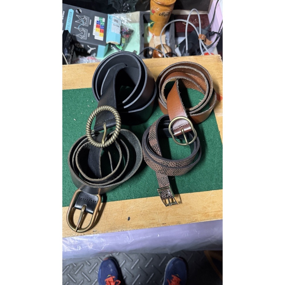 Lot of 4 Leather Belts Banana Republic & Unbranded Men's Black Brown